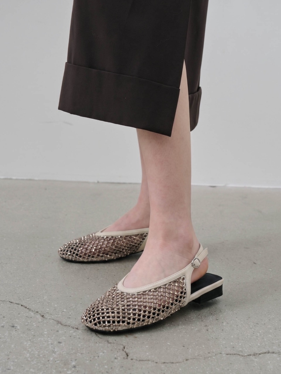 Слингбэки Twinkle Mesh Slingback_5B03 из сетки со стразами, 5 colors