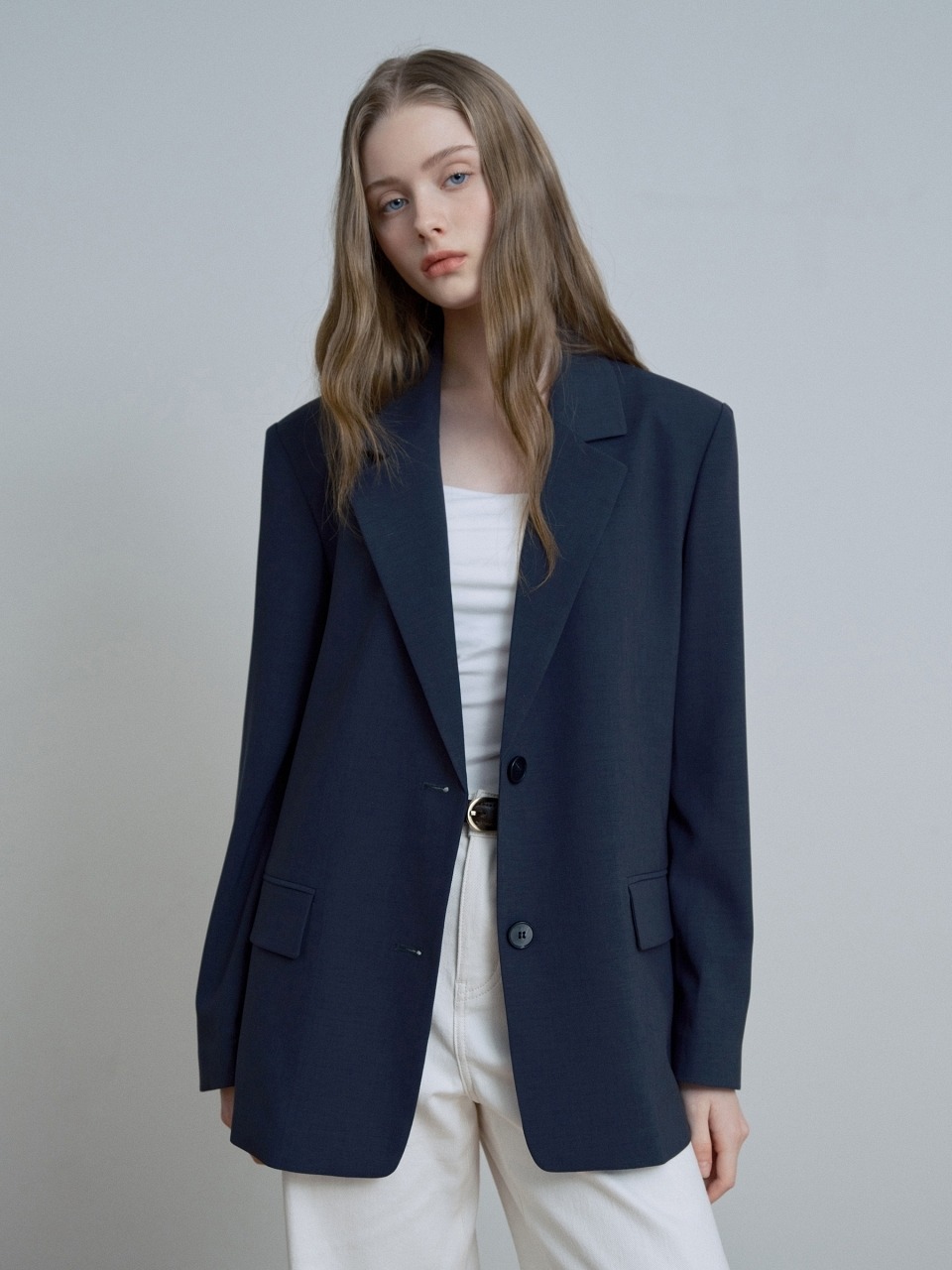 Оверсайз жакет на двух пуговицах_2colors / Black, Charcoal