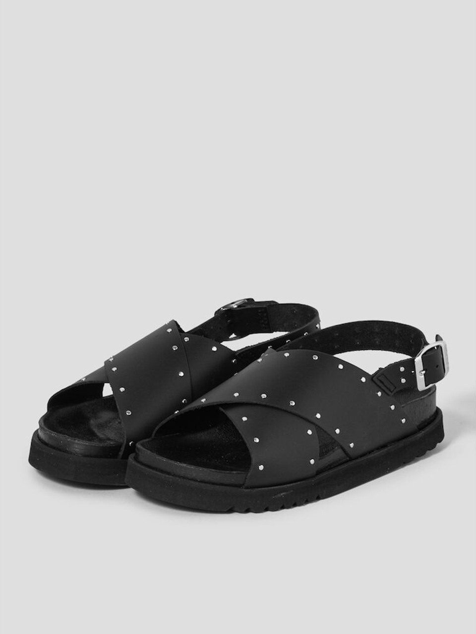 [SCHOLL] (WOMEN) Сандалии с перекрестными ремешками и заклепками Black (HH54K2C615)