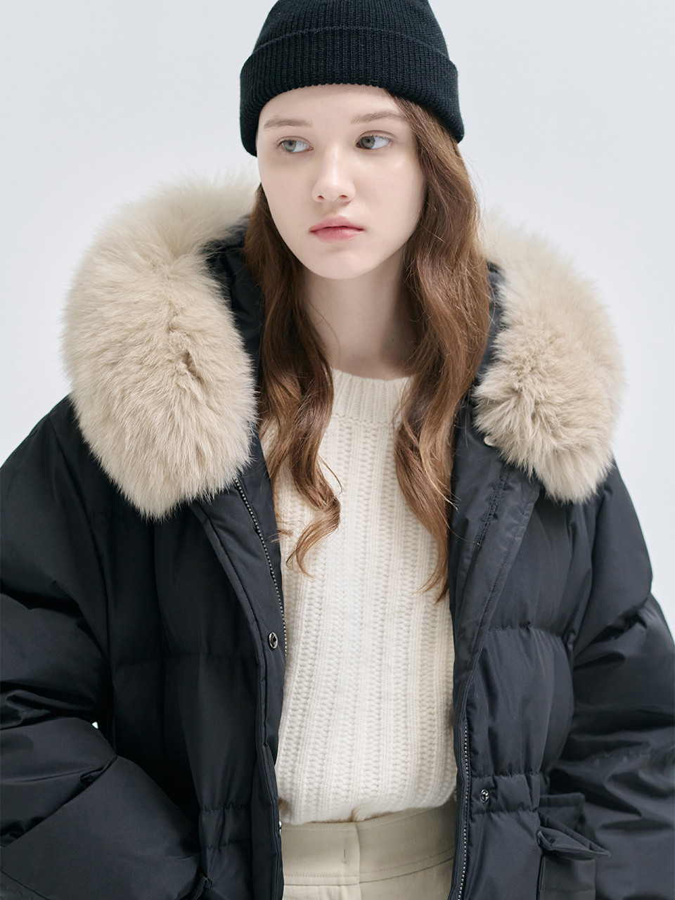 닐바이피]24WN fox down half coat [BK]