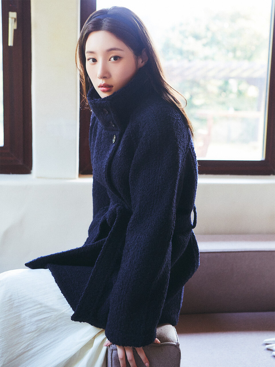 コート on&on Boucle Highneck Half Coat NEW4WHA23_BO 온앤온]Boucle High-neck Half Coat NEW4WHA23_BO