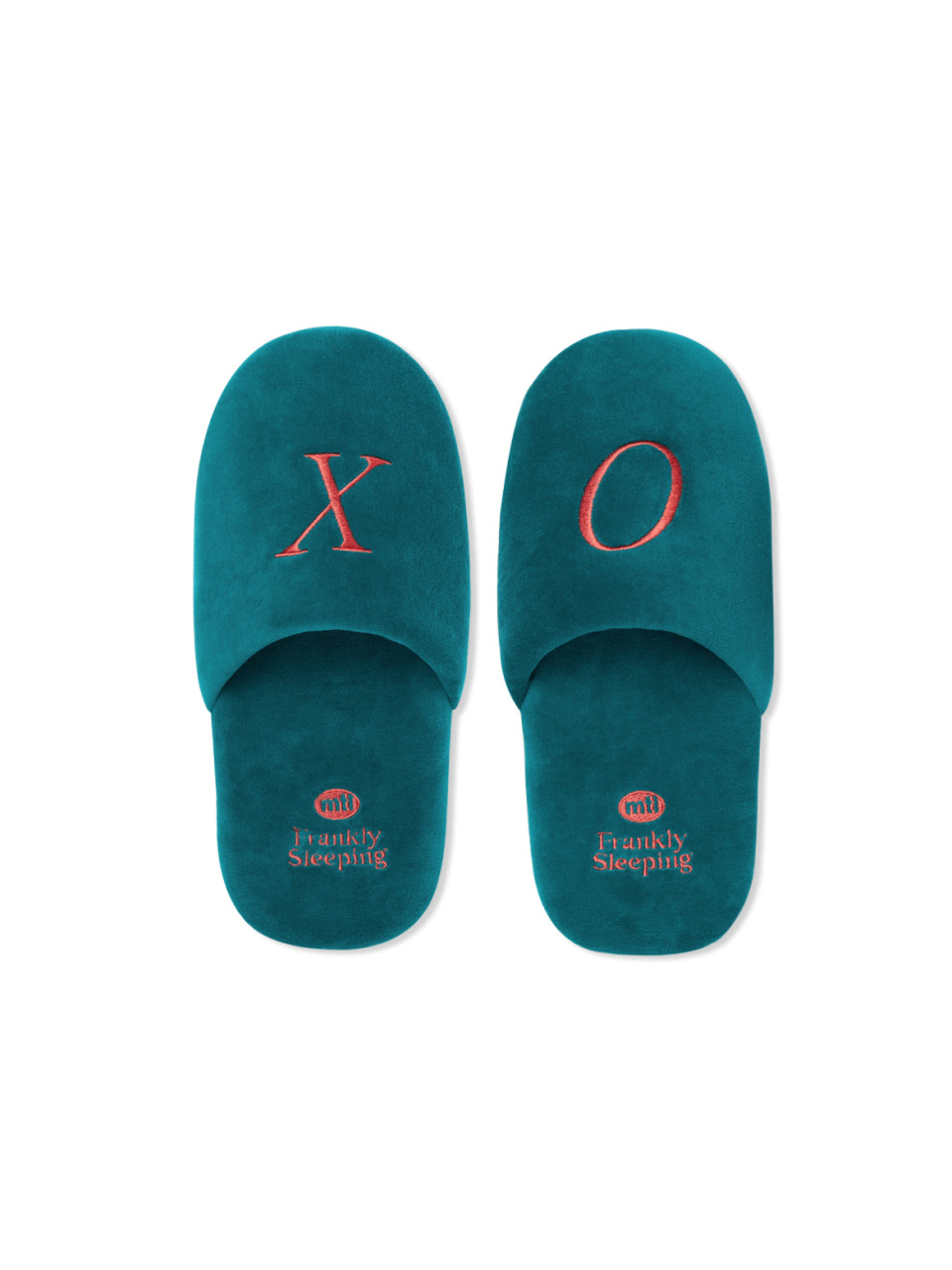 FRANKLY × MTL XOXO велюровые моющиеся домашние тапочки Lake Green