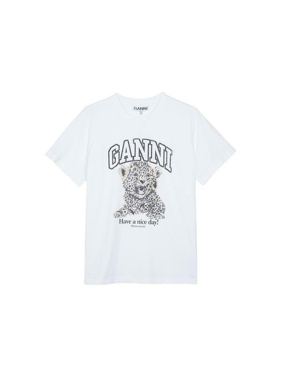 Женская футболка GANNI Basic Jersey Leopard Relaxed T4124-943