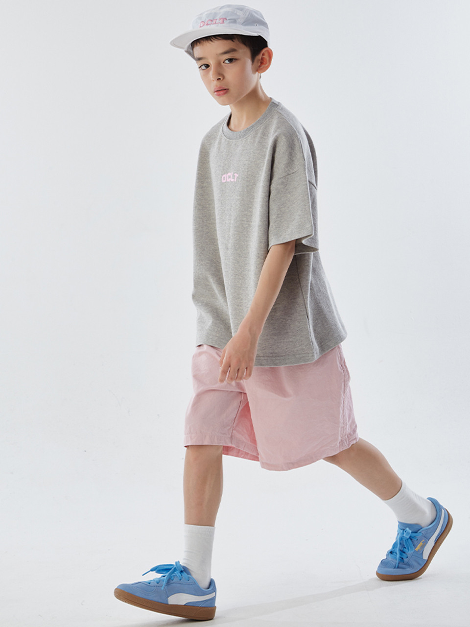 Футболка OCLT + шорты из твила (Grey/Pink)