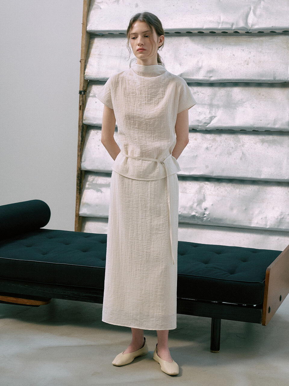 Linkle Sheer H-Line Maxi Skirt[LMBFSPSK413]-Cream