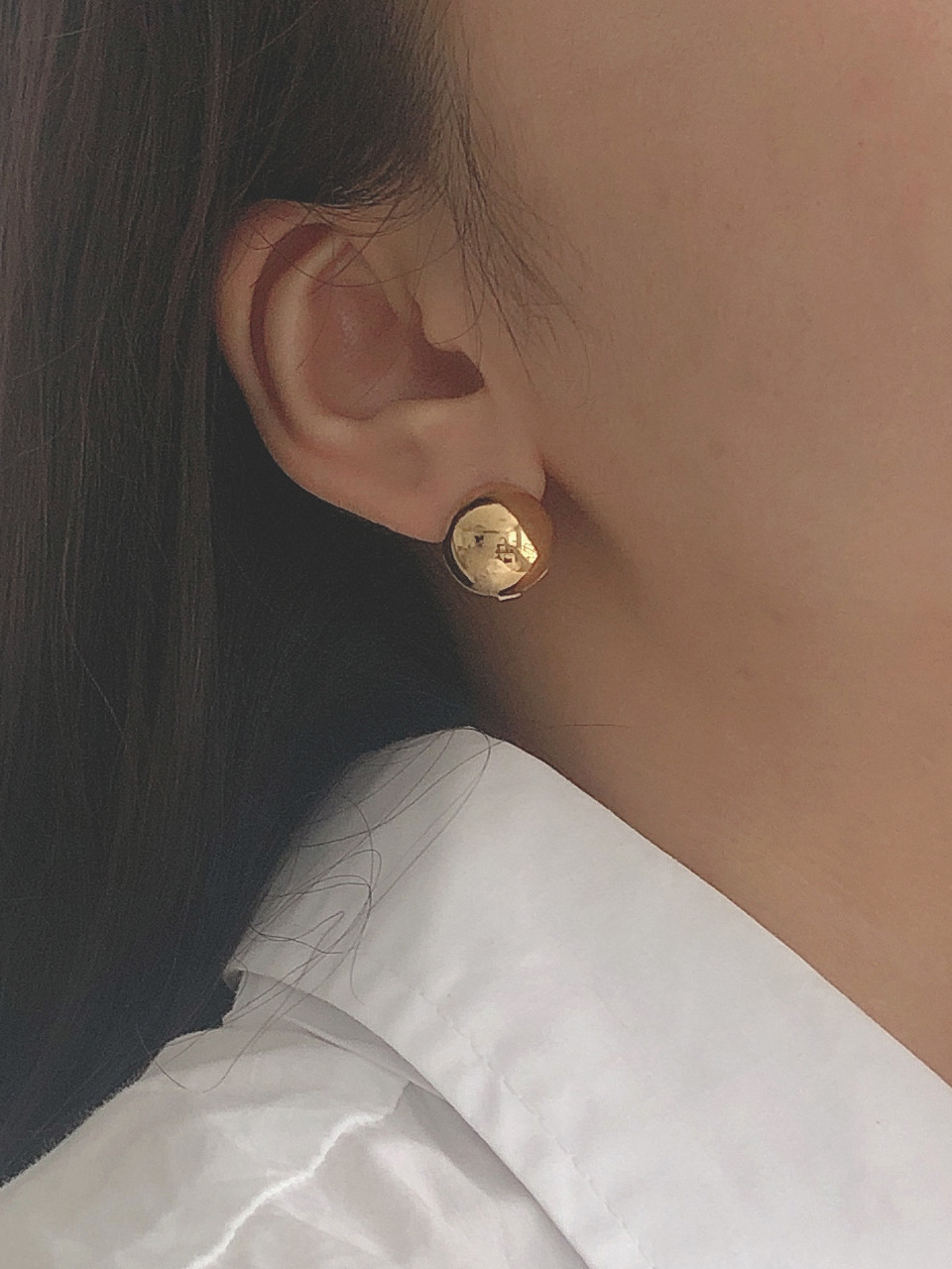 바이위켄드]Silver925 14mm ball touch earring