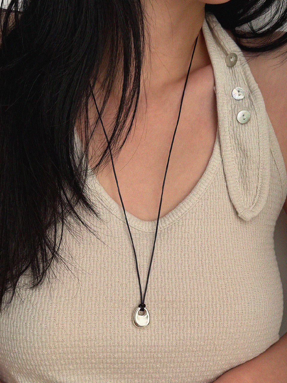 Melted Chord Necklace - leather ver.