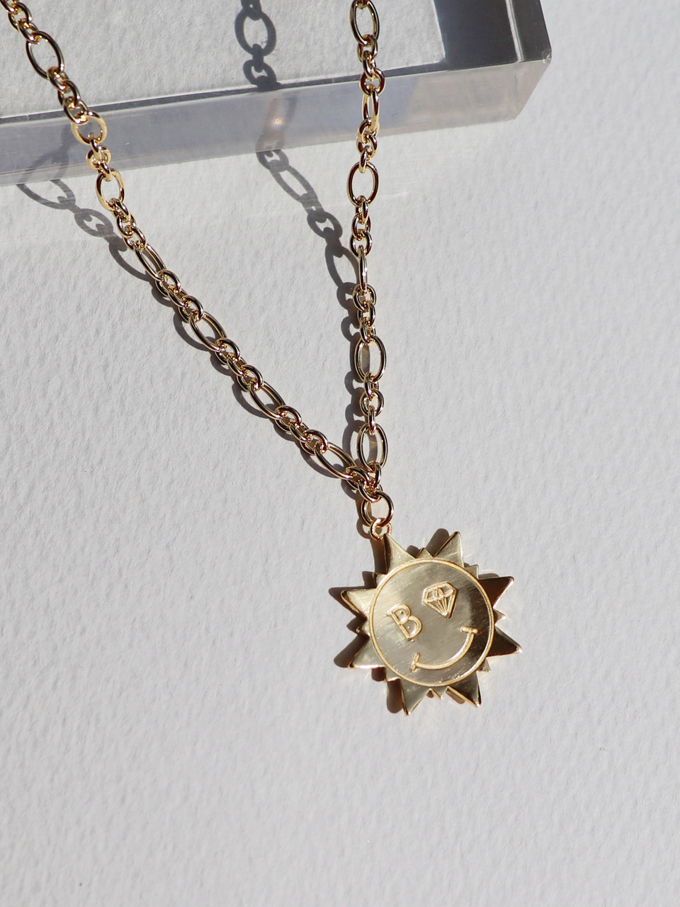 봉보]Sunshine smile chain Necklace 썬샤인 체인 스마일 코인 목걸이