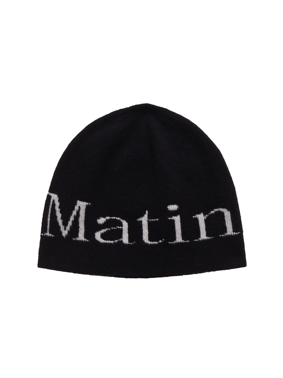 ニットキャップ・ビーニー [MATINKIM]logo jacquard knit beanie in ivory MUSINSA公式 | MATIN KIM LOGO JACQUARD KNIT BEANIE IN IVORY