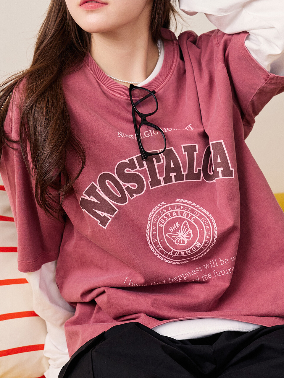 Nostalgia pigment t-shirt BURGUNDY