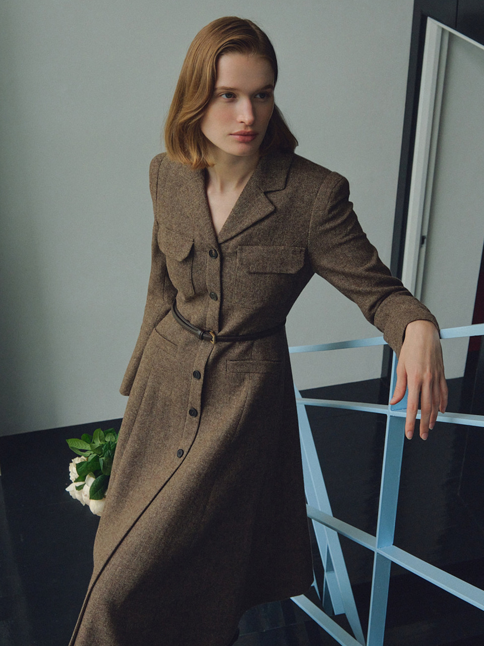 비에이유 바이 브라이드앤유]NIA Notched collar A-line long dress