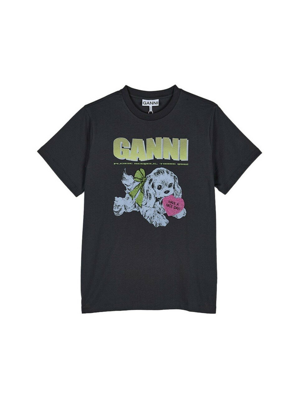 Ganni FW25 женская футболка с щенком T4333 252