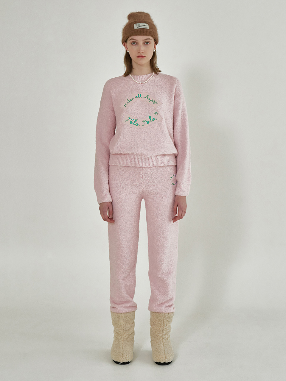 ROLAROLA★人気★MAKE ALL HAPPY PANTS_2色 로라로라]ROLAROLA X SAKI MAKE ALL HAPPY PANTS PINK