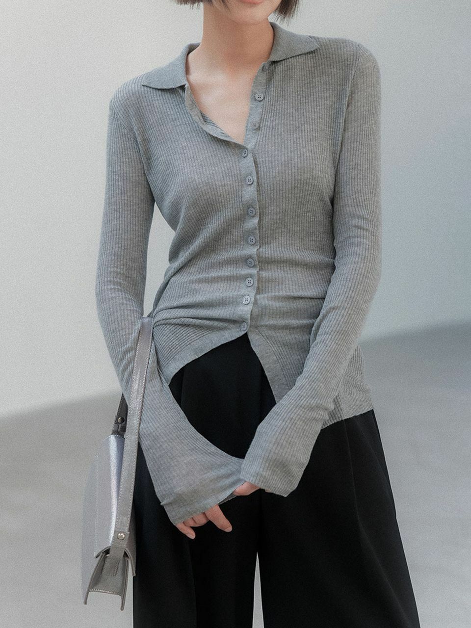 Тонкий вязаный кардиган Sharon (Melange Gray)