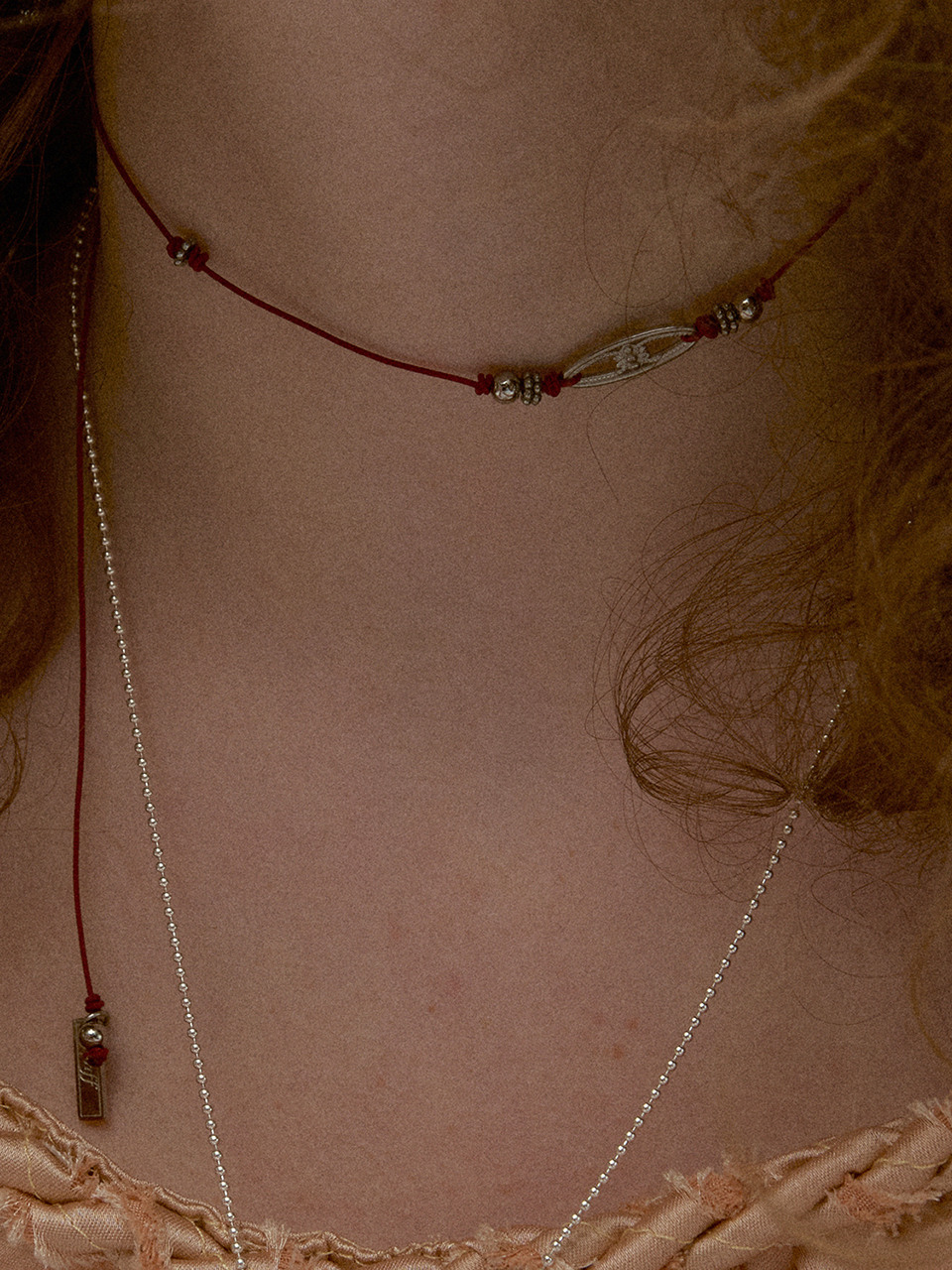 овальный trace necklace-red