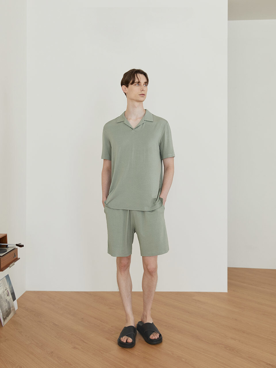 Мужская пижама с шортами - Sage Green