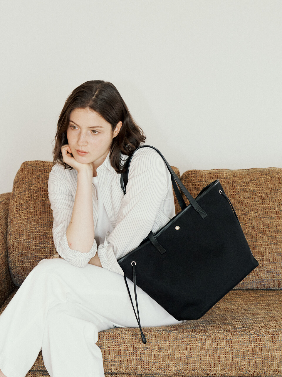CABAS COTTON SHOULDER BAG_BLACK