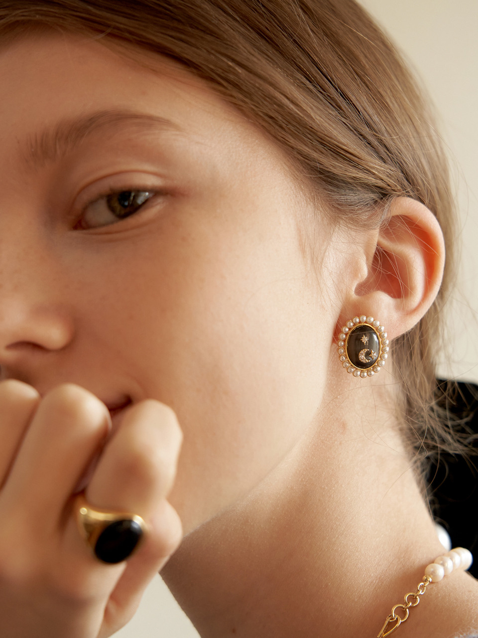 【TATIANA】Oldmoon Antique Pearl Earring_EC1678〜ピアス 타티아나]Oldmoon Antique Pearl Earring_EC1678