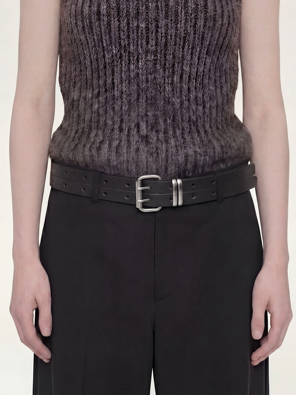 Кожаный двойной ремень DOUBLE LAYERED BELT / BLACK