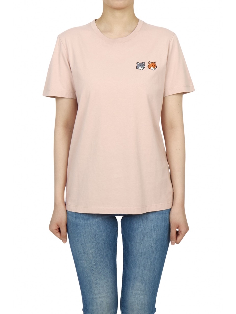 Женская футболка MAISON KITSUNE с двойным лисьим патчем OW011CFKJ7026 0172