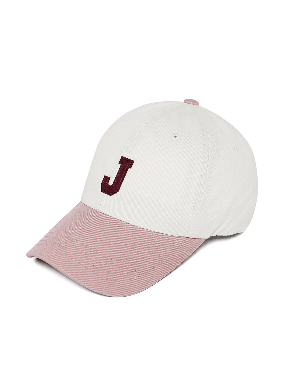 HW-BC224 : J Initial Two Tone CapCream Pink