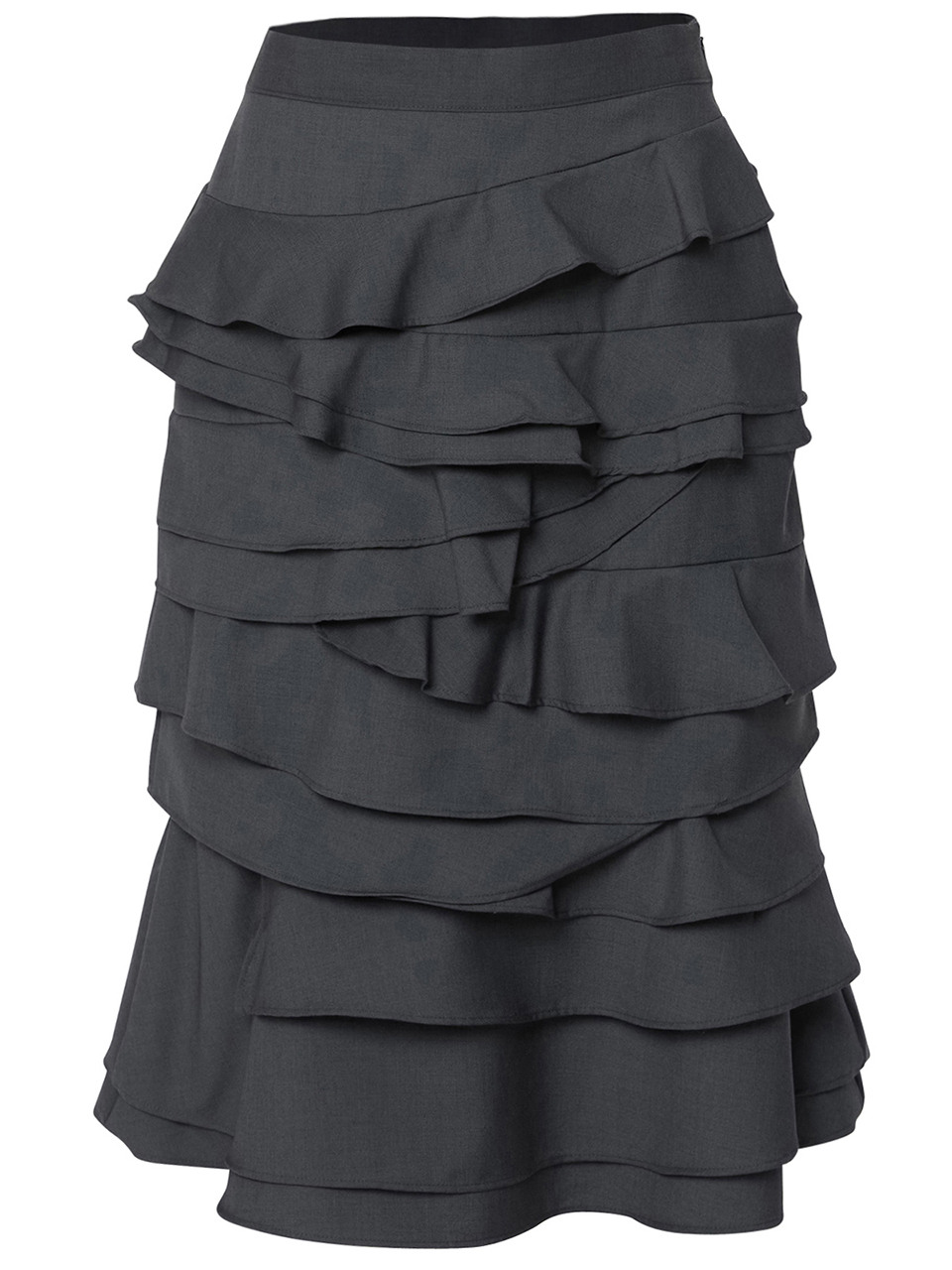 플레어업]Faye Frill Midi Skirt (FL-246_Charcoal)