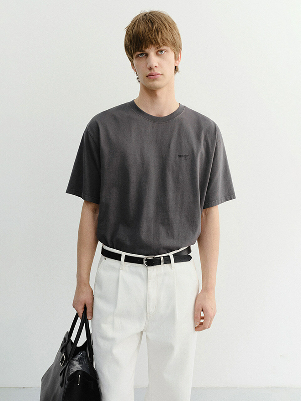 UNISEX GARMENT DYED T-SHIRT CHARCOAL GREY_M_UDTS6B146CG