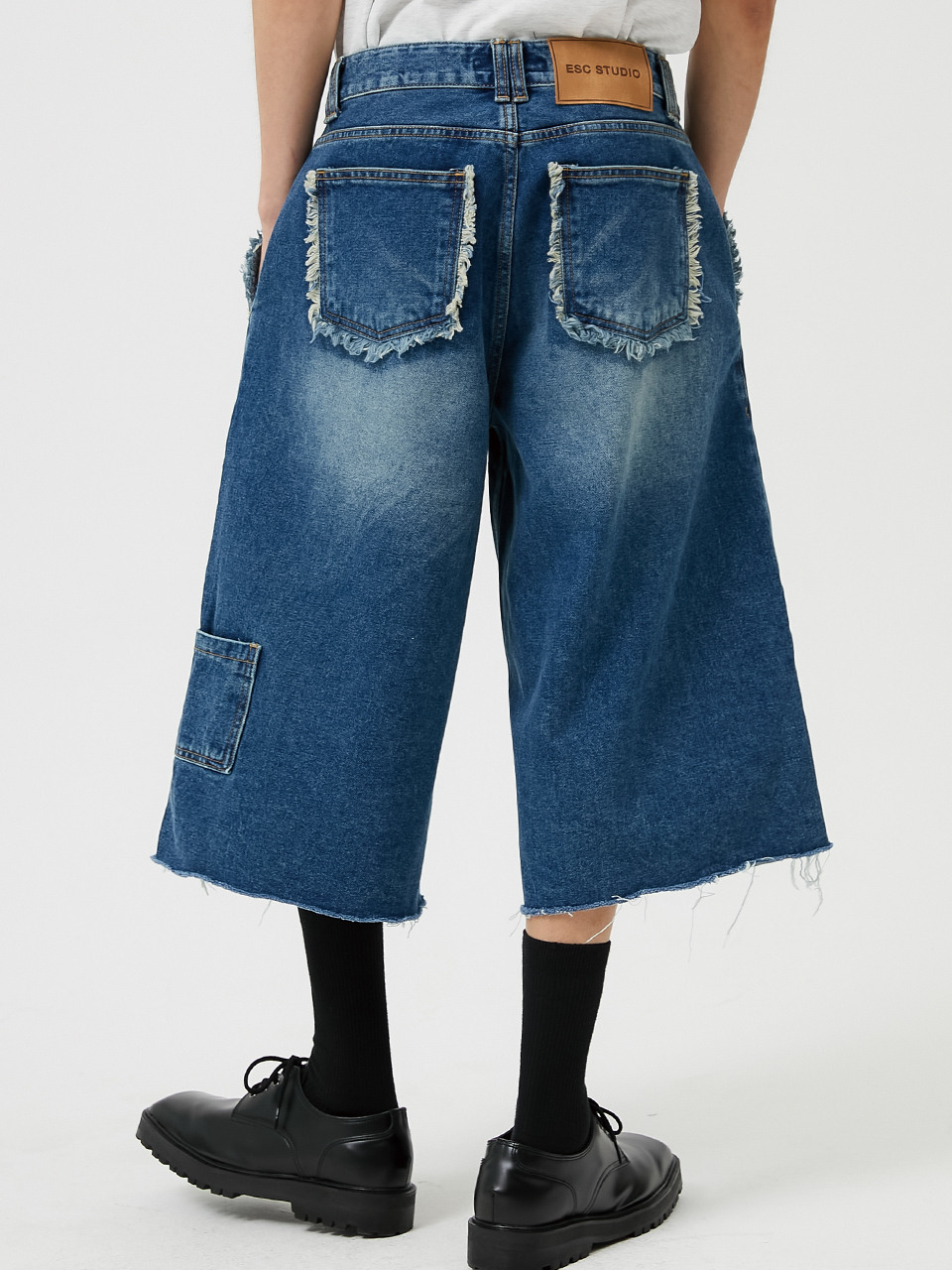 ★ESCSTUDIO★washing pocket denim culotte pants(black)★人気 ESC STUDIO】damage washing culotte pants | OUR BRAND,ESC