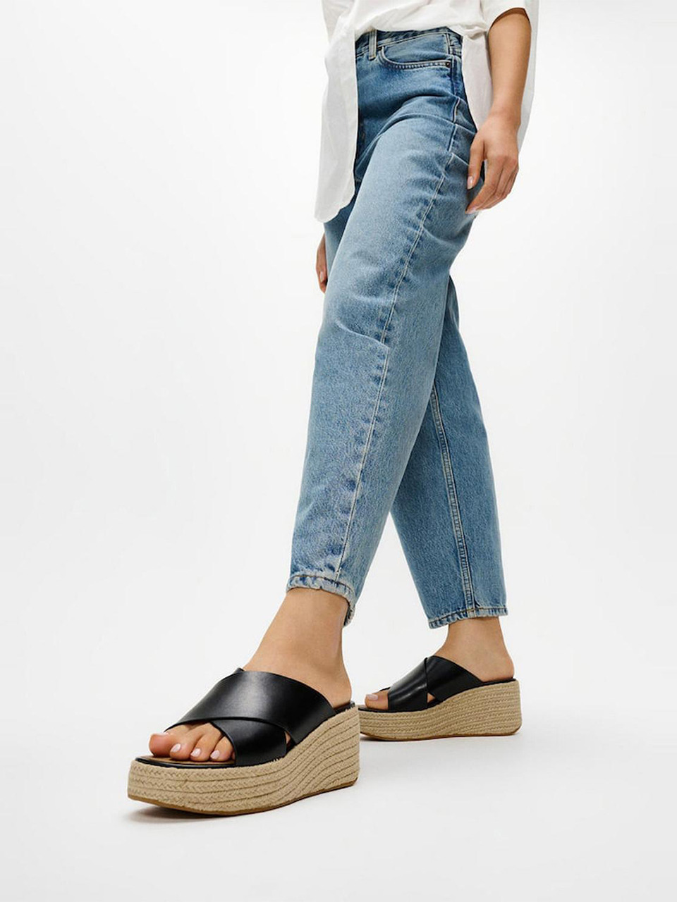 FitFlop женские платформы эспадрильи кожаные клиновидные слайды Black FT64K2D235