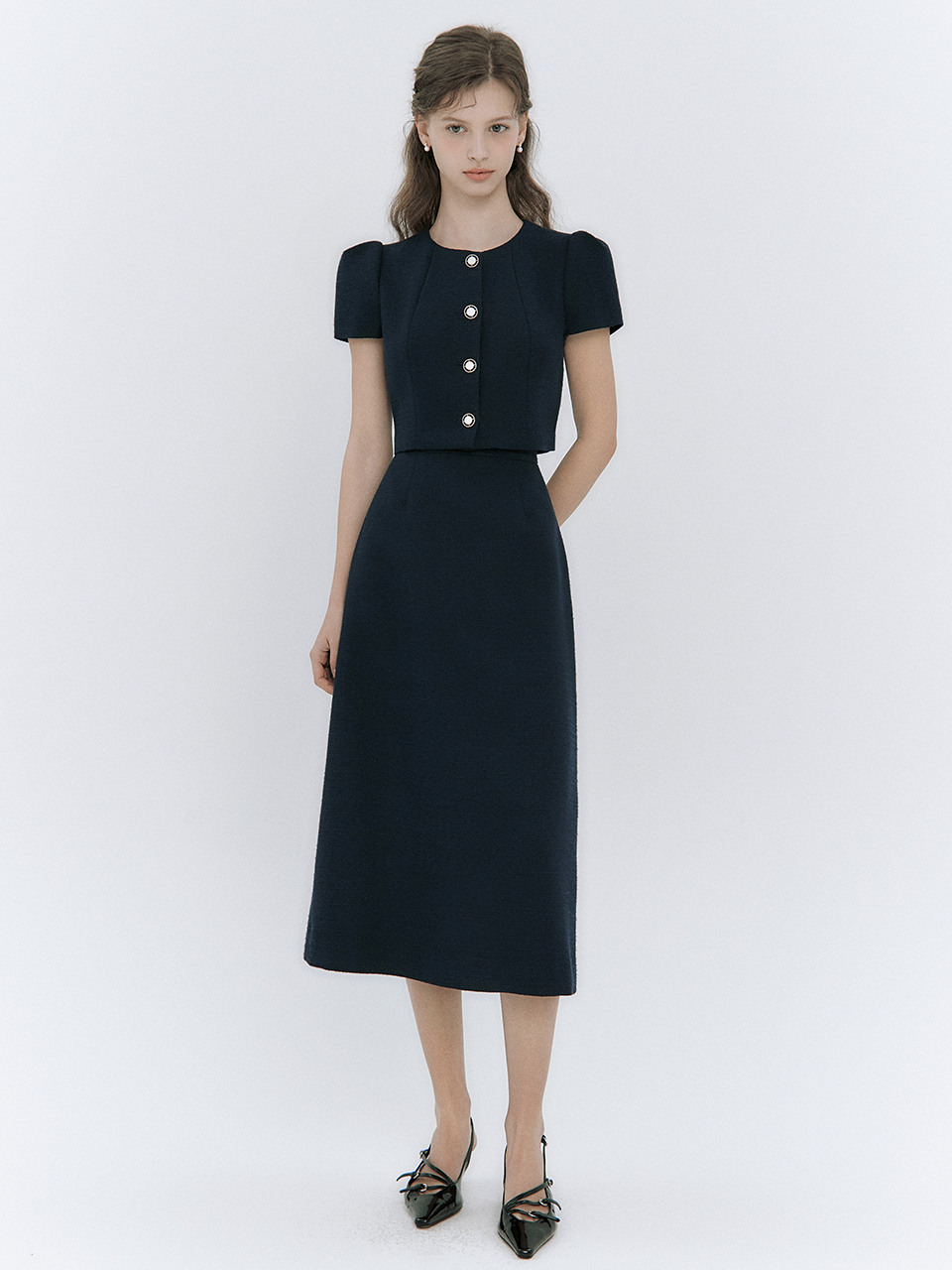 Leena tweed midi skirt(3colors)