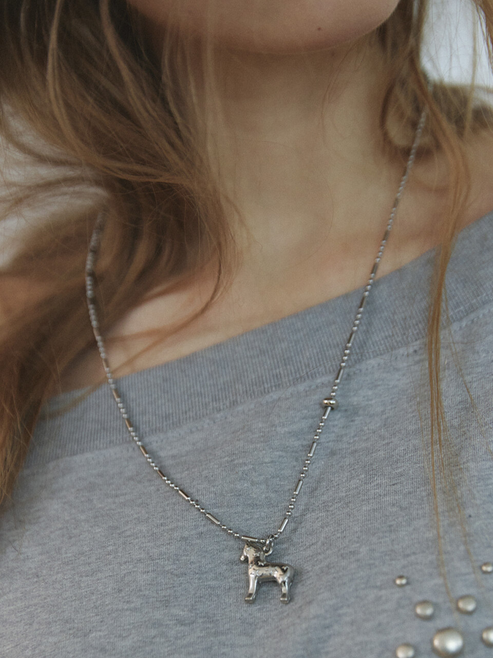 horse necklace-silver