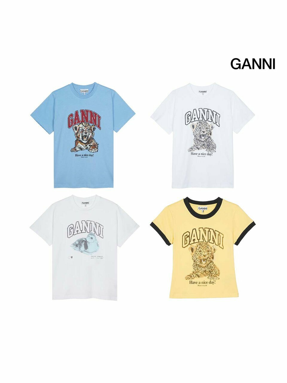 GANNI 26SS футболка с коротким рукавом 4 варианта