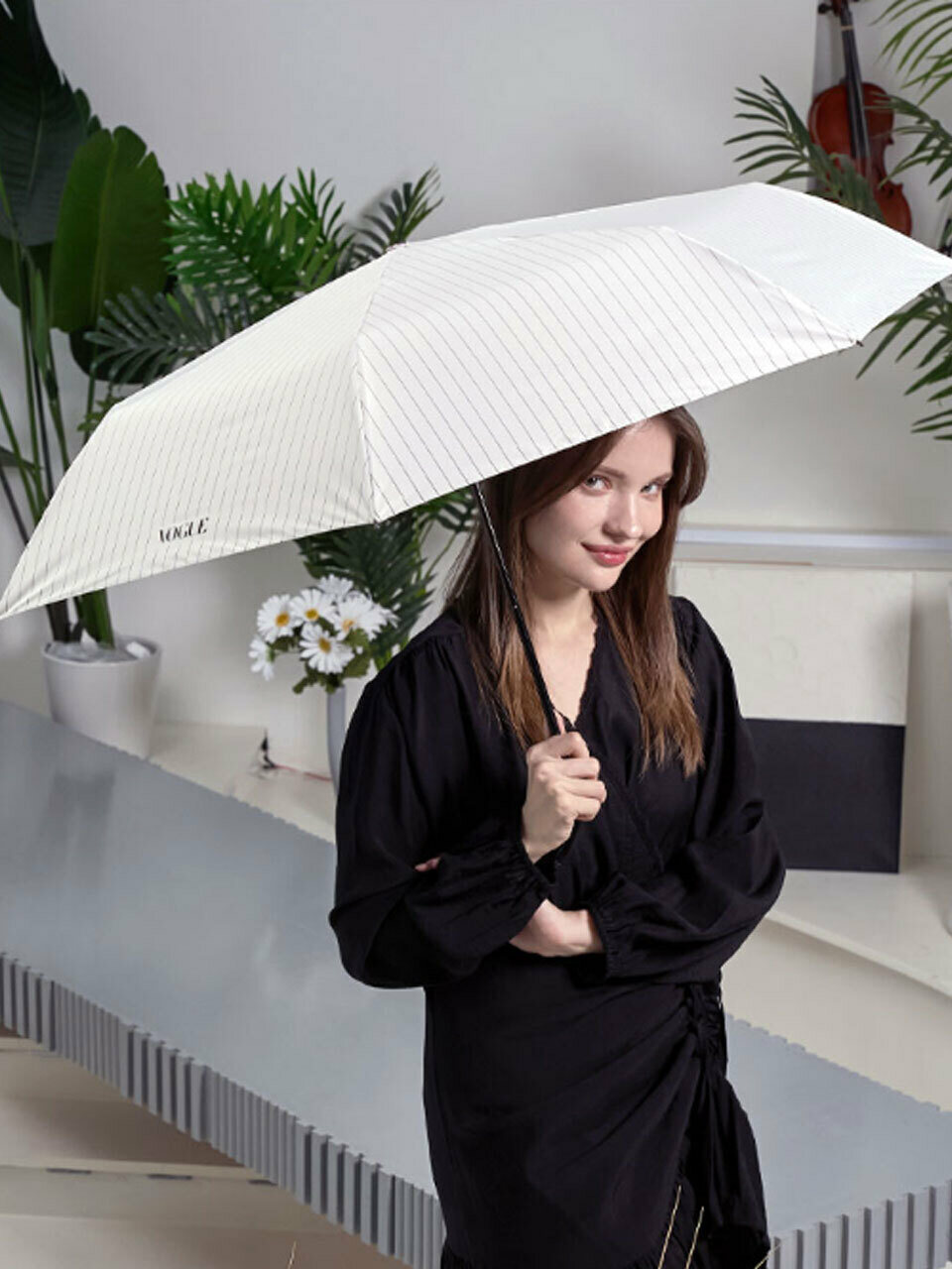 Зонт Vogue 53 Stripe 3-складной тонкий с защитой от солнца MUVGU60011