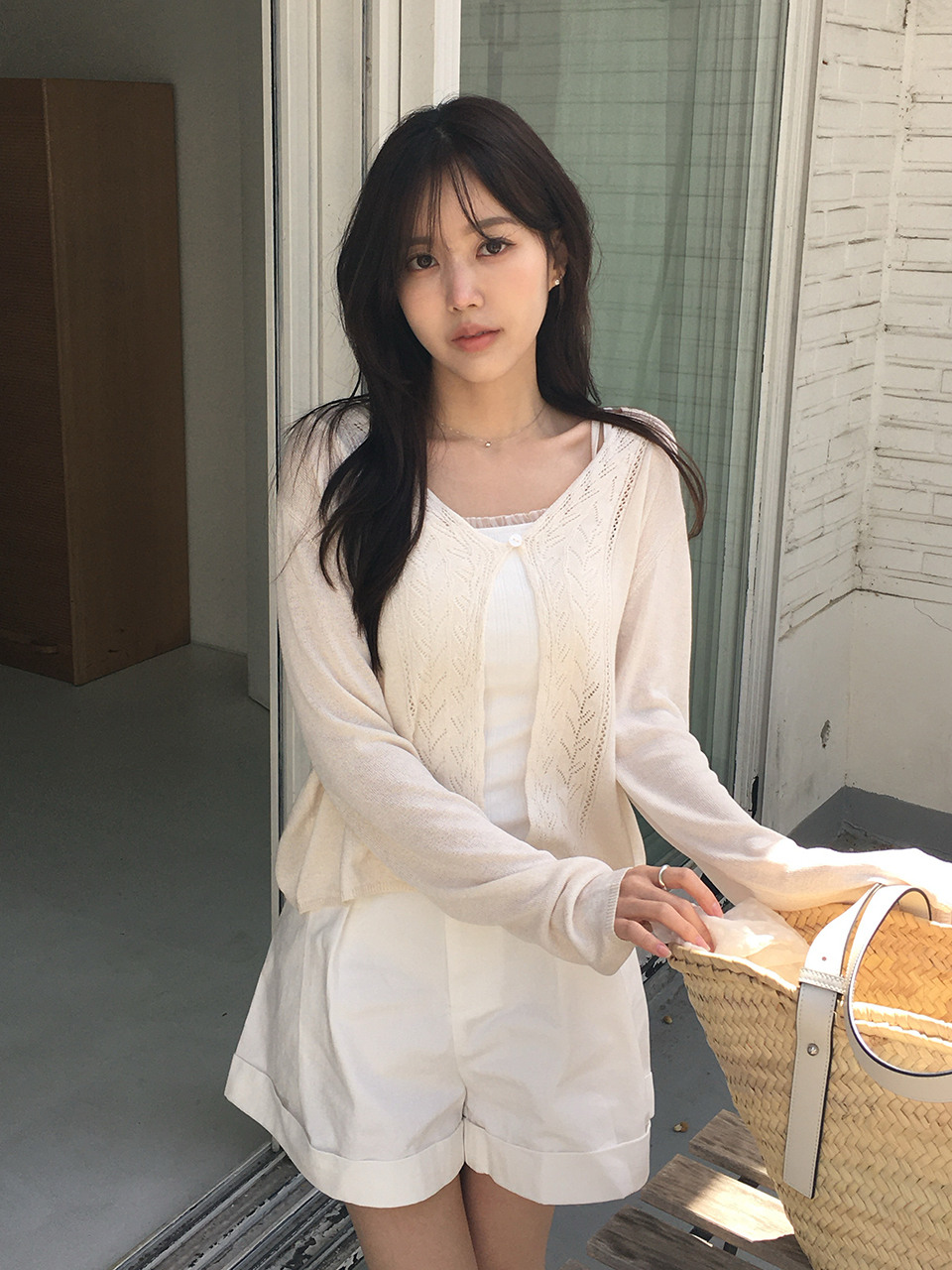 Льняной кардиган с кружевной отделкой / 2 цвета
